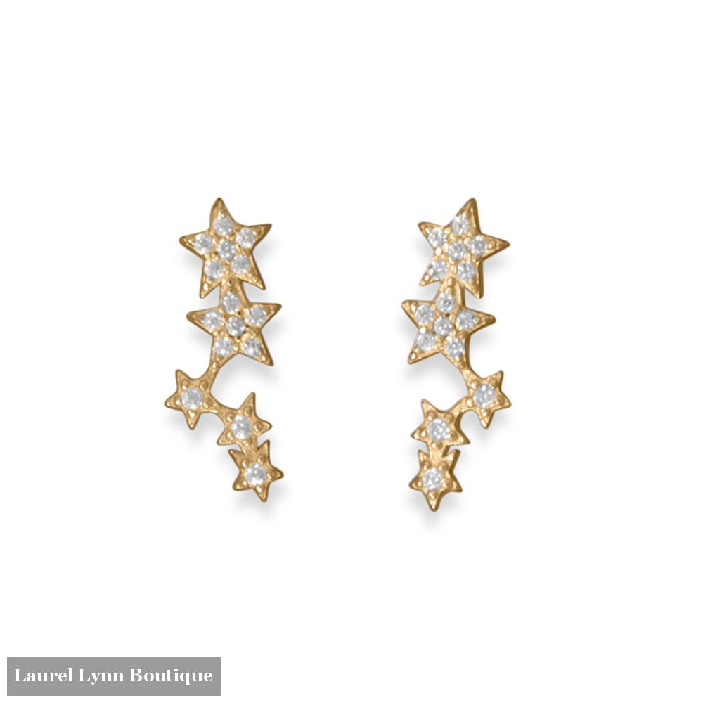 14 Karat Gold Plated CZ Star Cluster Earrings - 66728 - Liliana Skye